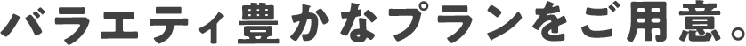 バラエティ豊かなプランをご用意。